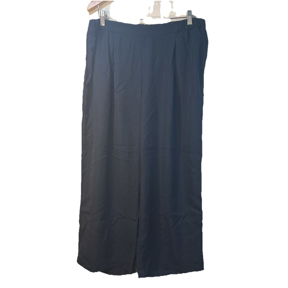 J Jill Pants Women’s Wide Leg Size Large Tall Black Elastic Waist Pleats Pockets